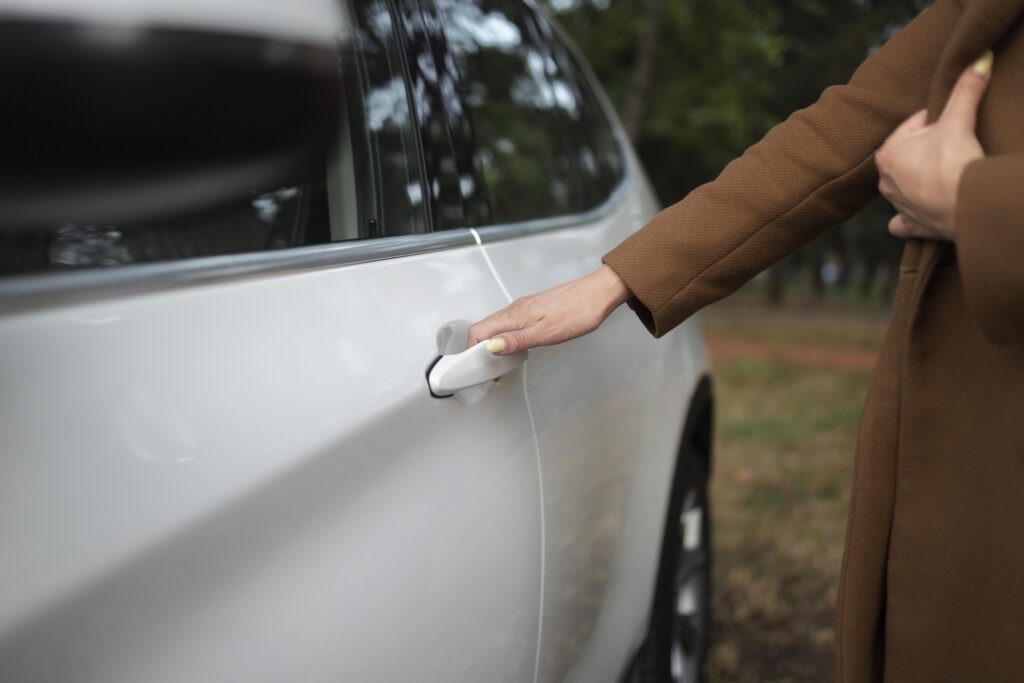 woman locked out in her car